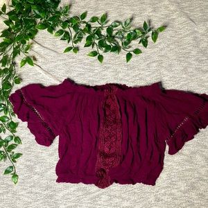 Off Shoulder Maroon Crop Top